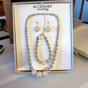 silver bead necklace set